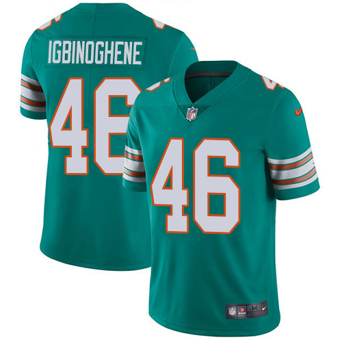 Nike Miami Dolphins #46 Noah Igbinoghene Aqua Green Alternate Youth Stitched NFL Vapor Untouchable Limited Jersey->youth nfl jersey->Youth Jersey